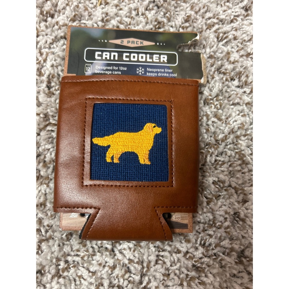 The Kraftsman Westchester Co Can Cooler 2 Pack Golden Retriever Faux Leather